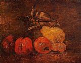 Gustave Courbet Famous Paintings - Still Life with Pears and Apples 1
